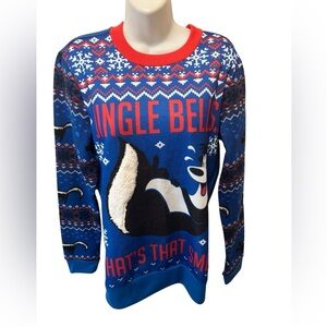 MAD Engine Ugly Sweater M Jingle Bells What’s That Smell? Pictured Skunk Snow
